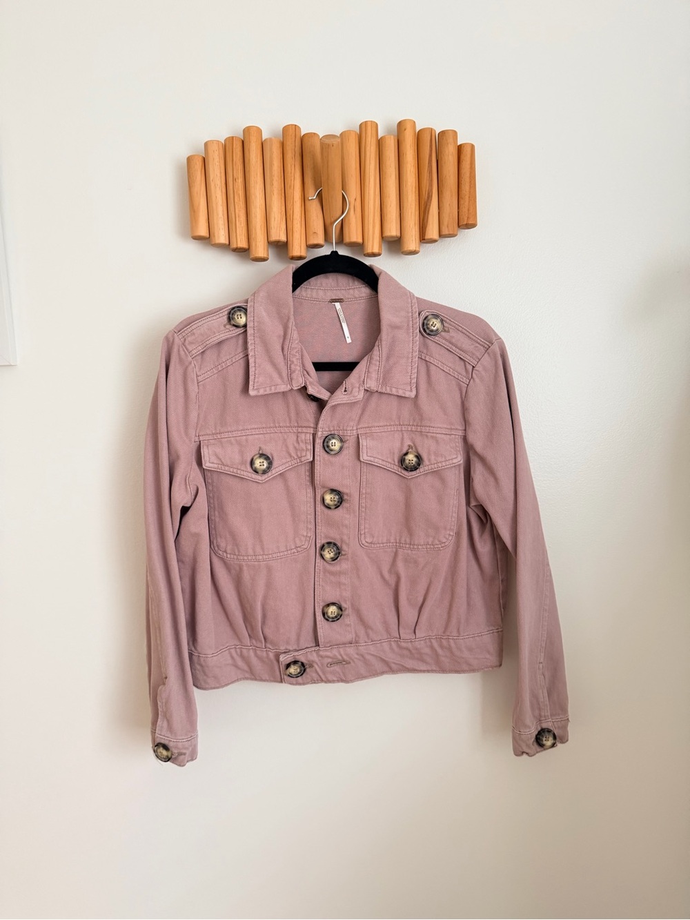 Free People Washed Mauve Button-Front Women's Jacket